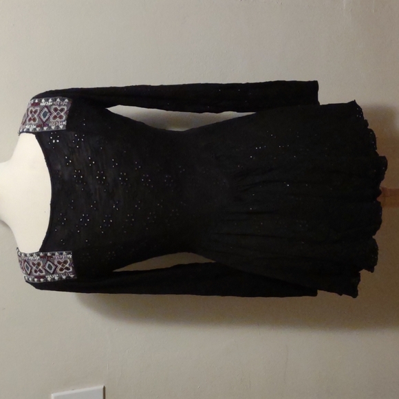 NWOT FREE PEOPLE long sleeve boho tunic high/low blouse SZ SMALL - Picture 6 of 9